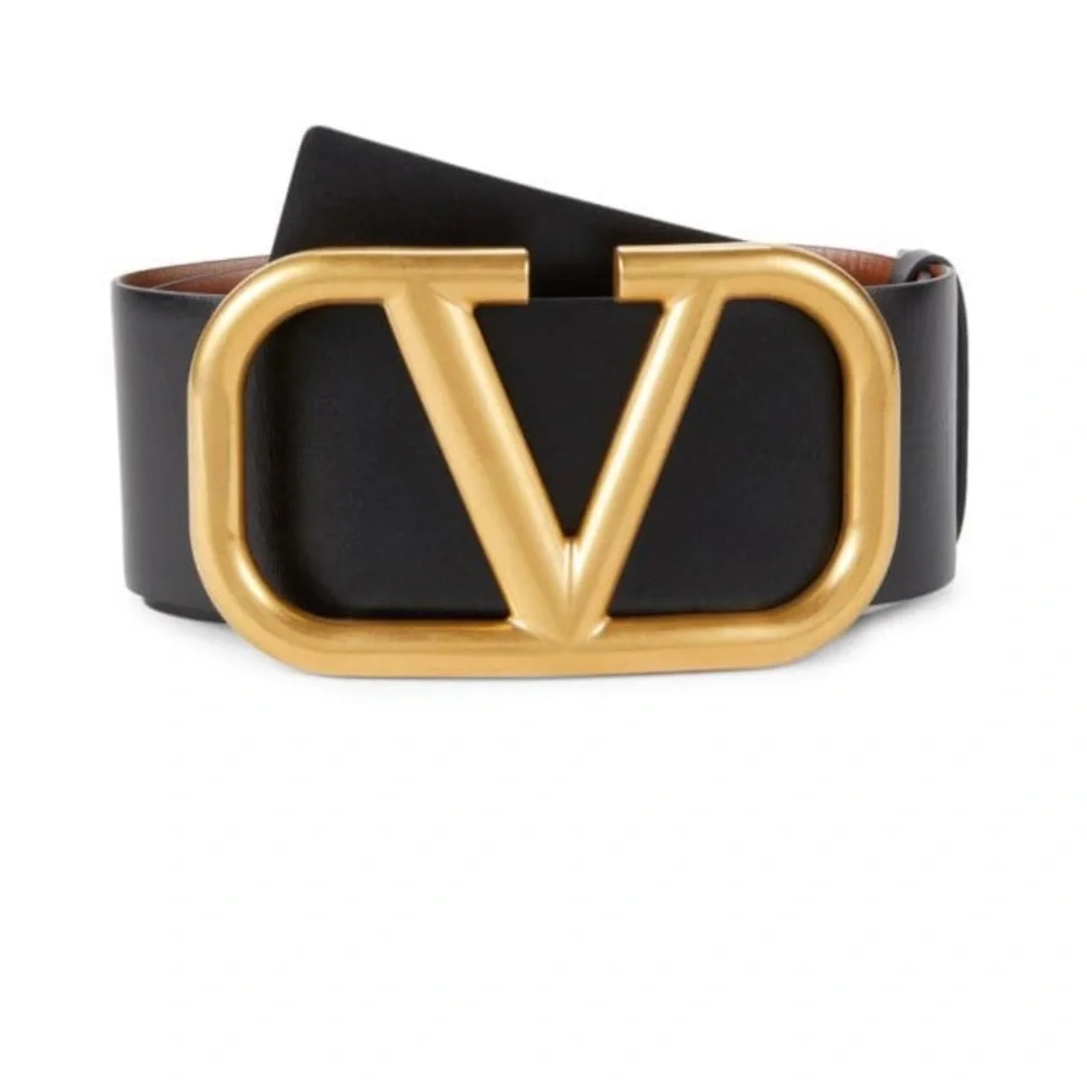 Valentino Reversible Logo Slide Buckle leather Belt - Picture 3 of 12